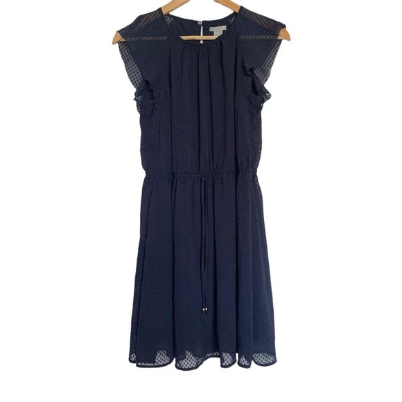 H&M Dresses & Skirts - H&M Flounce-Sleeved Dress | Size 4 | Dark Blue